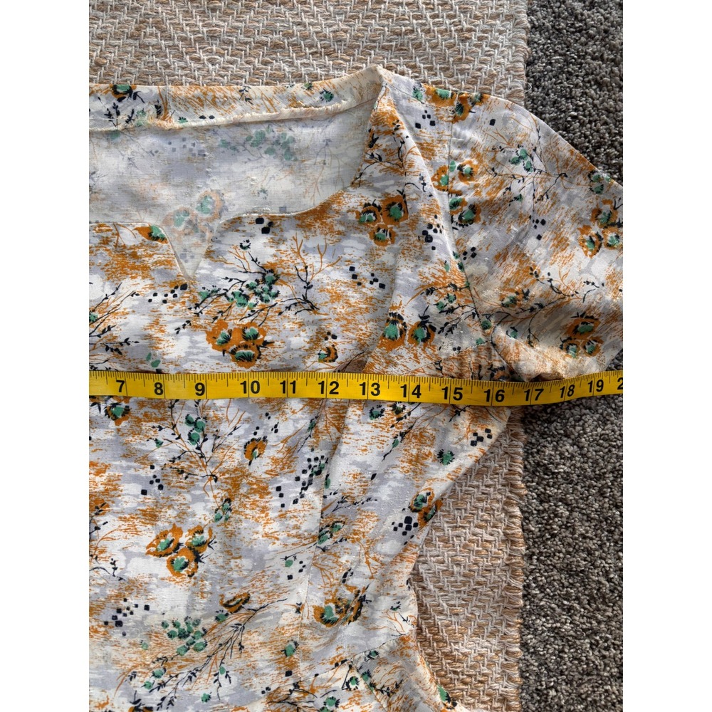 Unbranded Vintage 50s Fit & Flare Silk Dress Womens Small Orange Floral Pleated - Picture 8 of 9